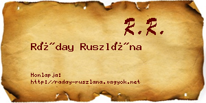 Ráday Ruszlána névjegykártya